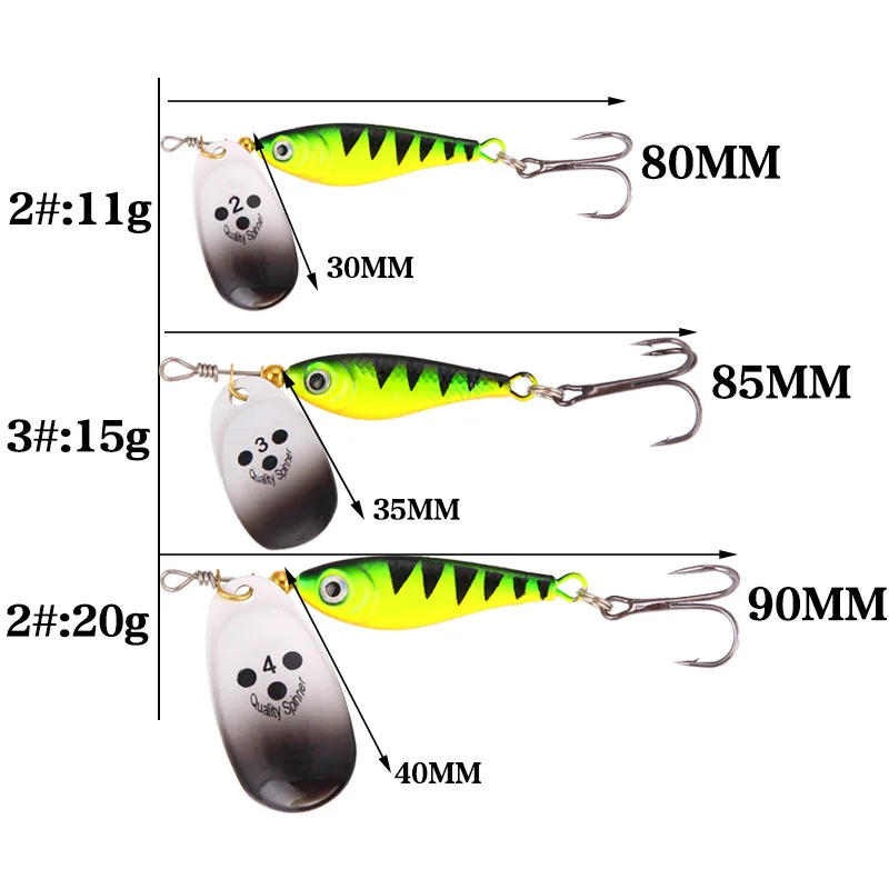 Description Picture 2 of item1 Pcs 11g 15g 20g Spinner Spoon Lures Rotating Metal Fishing Baits Sequins Jig Hard Baits Tackle Fishing Accessories
