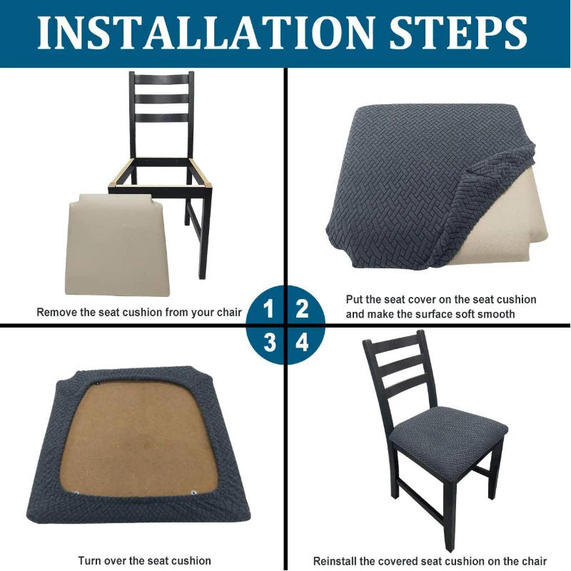 Description Picture 4 of itemJacquard Chair Cover For Dining Room Elastic Cushion Cover Soft Seat Cover Breathable Protective Furniture Cheap Cover For Home