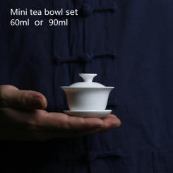 Mini 60ml Gaiwan For Tea Solid White Porcelain Tureen With Lid Teaware Travel Kung Fu Tea Set Chinese Cup Tea Bowls Small Chawan