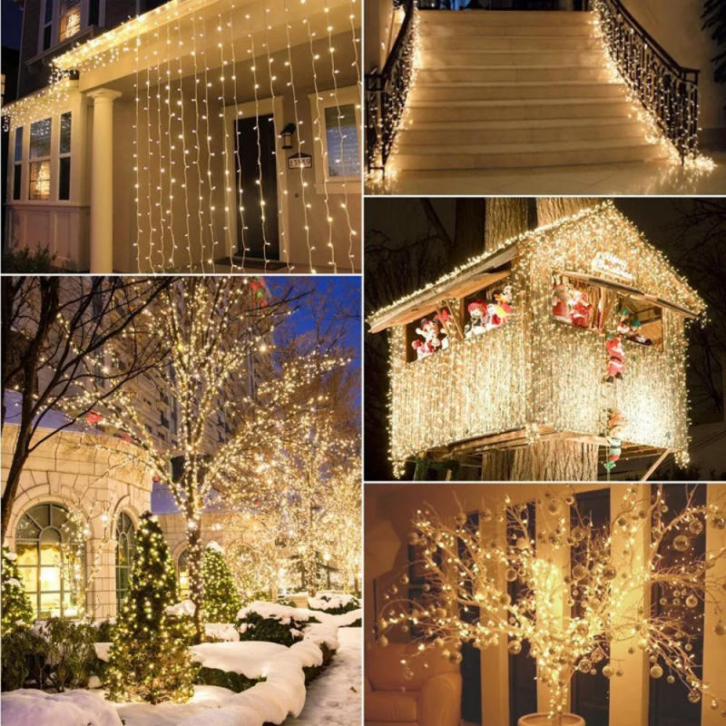Description Picture 4 of item5M Christmas Garland LED Curtain Icicle String Lights Droop 0.4-0.6m AC 220V Garden Street Outdoor Decorative Holiday Light
