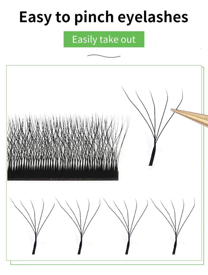 Description Picture 5 of itemMARIA 5D W Lashes Easy Fan Eyelash Extensions Wholesales Y Premade Volume 12 Rows W Style Natural Soft Private Logo