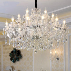 Modern Crystal Chandelier Silver Clear K9 Crystal Chandelier Clear Hanging Lights Fixture Wedding Decoration Pendant Lamp