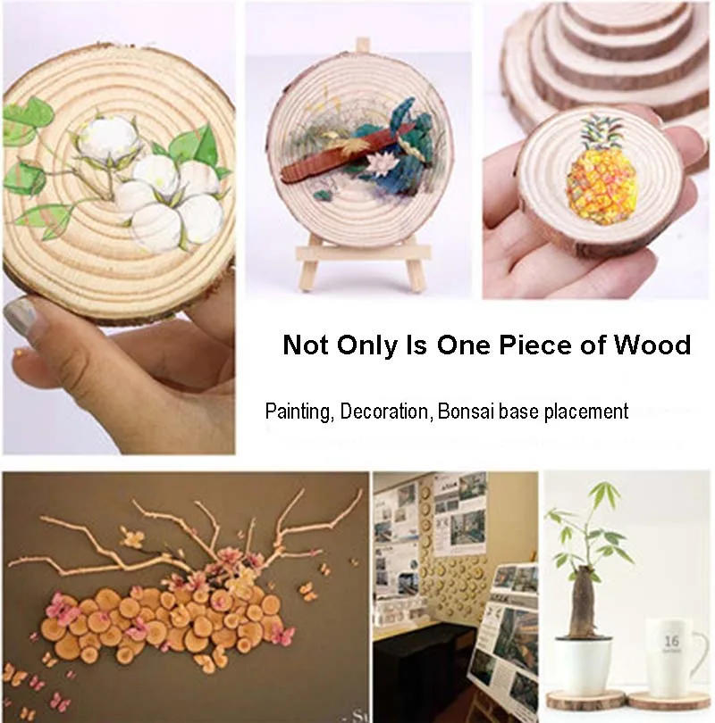 Description Picture 5 of item3-16CM Thick Natural Pine Round Unfinished Wood Slices Circles With Tree Bark Log Discs DIY Crafts Wedding Party Painting 1-10pc