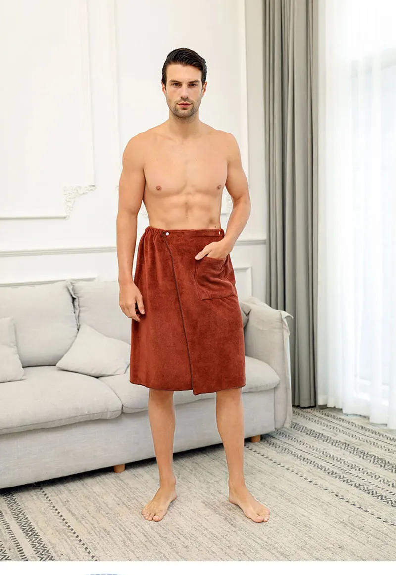 Description Picture 2 of itemMan Wearable Magic BF Bath Towel with Pocket Soft Swimming Beach Bath Towel Blanket Male Shower Skirt sport Gym Towels Sheet Set