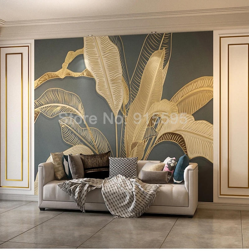 Description Picture 6 of itemCustom Photo Wall paper 3D Embossed Retro Banana Leaf Large Mural Living Room Bedroom Luxury Wallpaper Home Decor Wall Painting