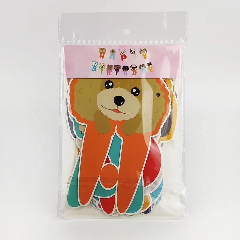 Description Picture 3 of itemCartoon cute animal banner bunting cute dog cat kitten with hat pull flag paper garland children birthday party decoration