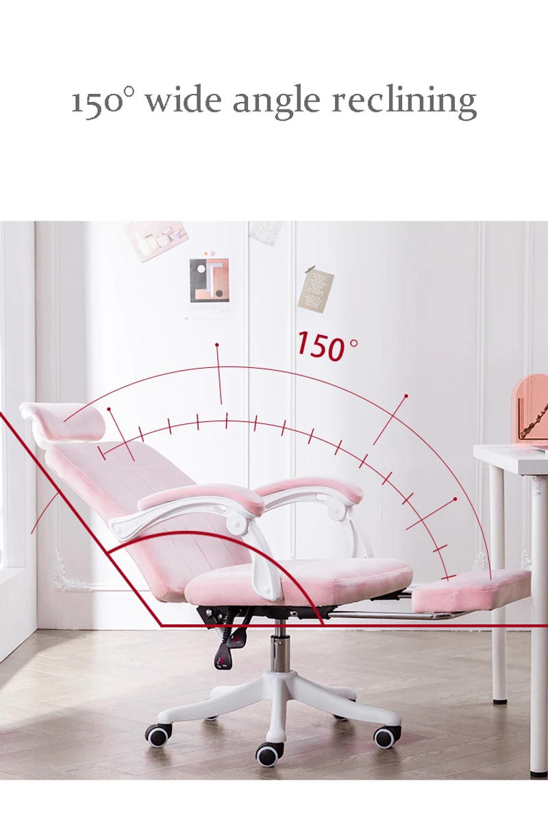 Description Picture 3 of itemComputer chair flannel with footstool office home comfortable reclining latex game chair girls anchor live game chair rotatable