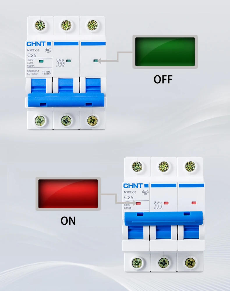 Description Picture 6 of itemCHNT CHINT NXB-63 1P AC 230/400V Miniature Circuit Breaker C 6 10 16 20 25 32 40 63A Overload Protector  DZ47 C Style Air Switch