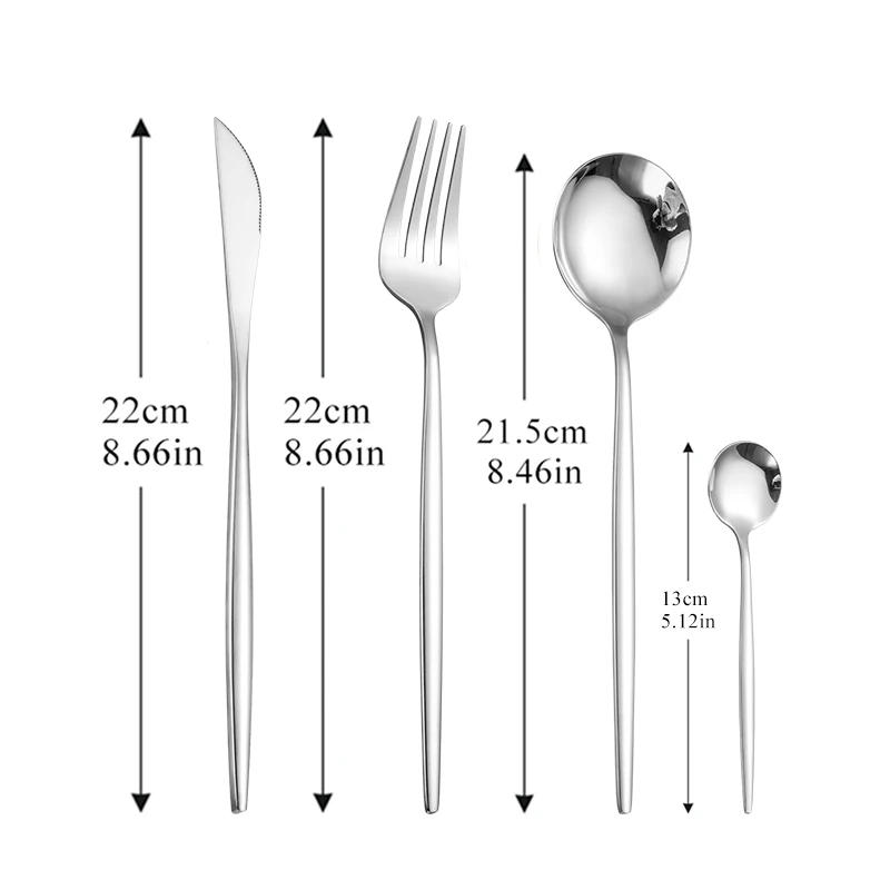 Description Picture 5 of itemSilverware Dinnerware Silver Cutlery Set 304 Stainless Steel Luxury Flatware Home Fork Spoon Knife Kitchen Dinner Set Dropship