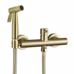 Brushed Gold Bidet Toilet Handheld Bidet Spray Brass Hot & Colde Bidet Faucet Shattaf Shower Sprayer Hold Hose BD996
