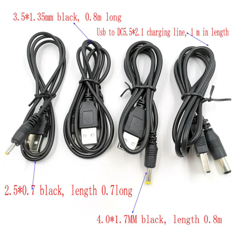 Description Picture 4 of item2PCS/Lot DC Power Adapter Plug USB Convert To 2.5*0.7/3.5*1.35/4.0*1.7/5.5*2.1 Plug With Cable Connector Power Cord