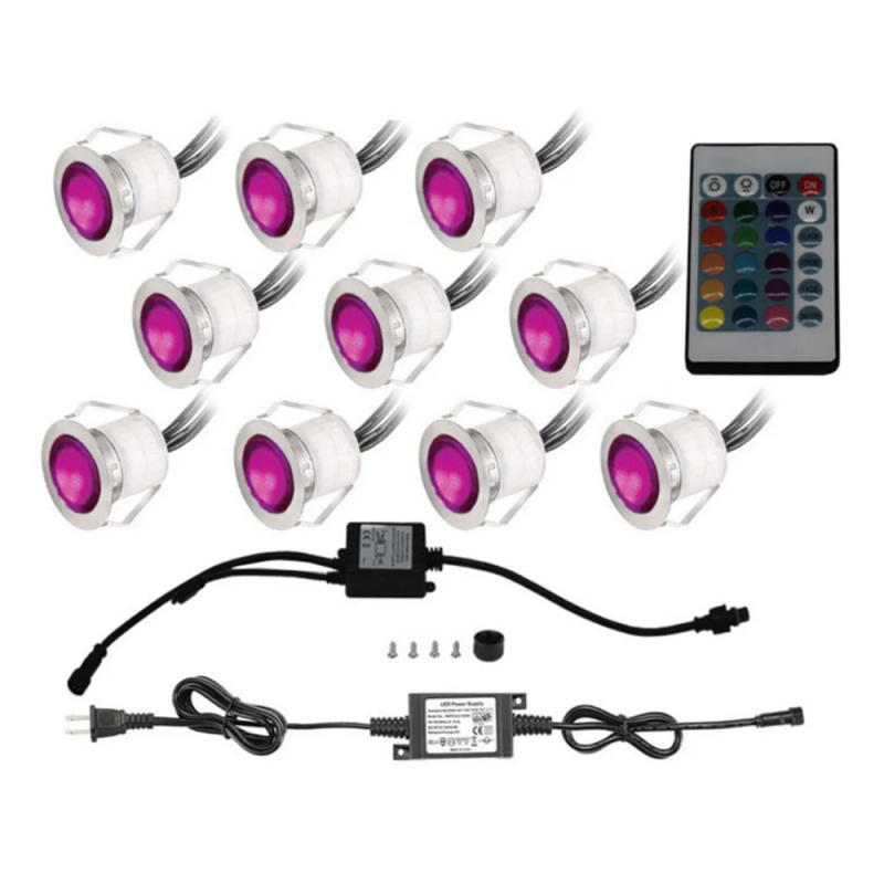 Description Picture 6 of item1/6/10 Lights LED Deck Light 12V RGB Underground Led Spot Light With Remote IP67 Waterproof Garden Landscape Deck Lighting