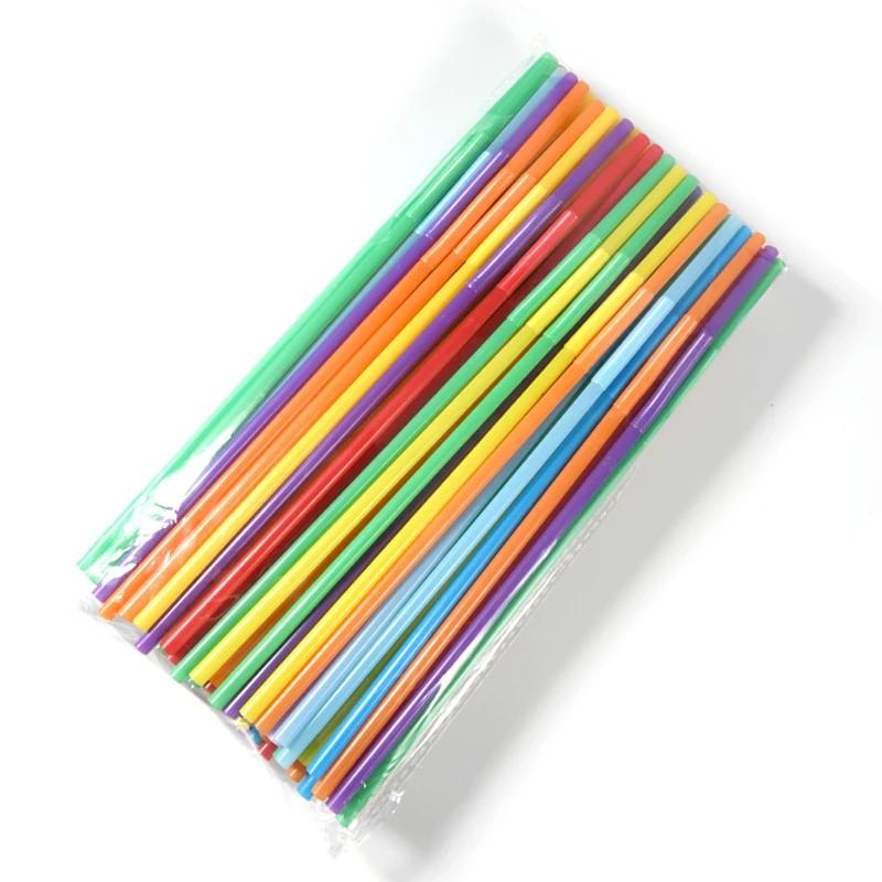 Description Picture 3 of item100Pcs Fluorescent Plastic Bendable  Beverage Straws Wedding Decor Mixed Colors Party Supplies Disposable straws
