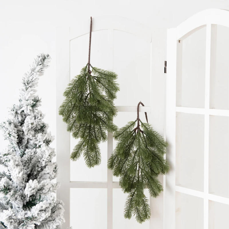 Description Picture 4 of itemArtificial Plants Christmas Plastic Pine Needles Rattan Hanging New Year's Eve Decorations Home Garden Wedding Room Fake Flowers