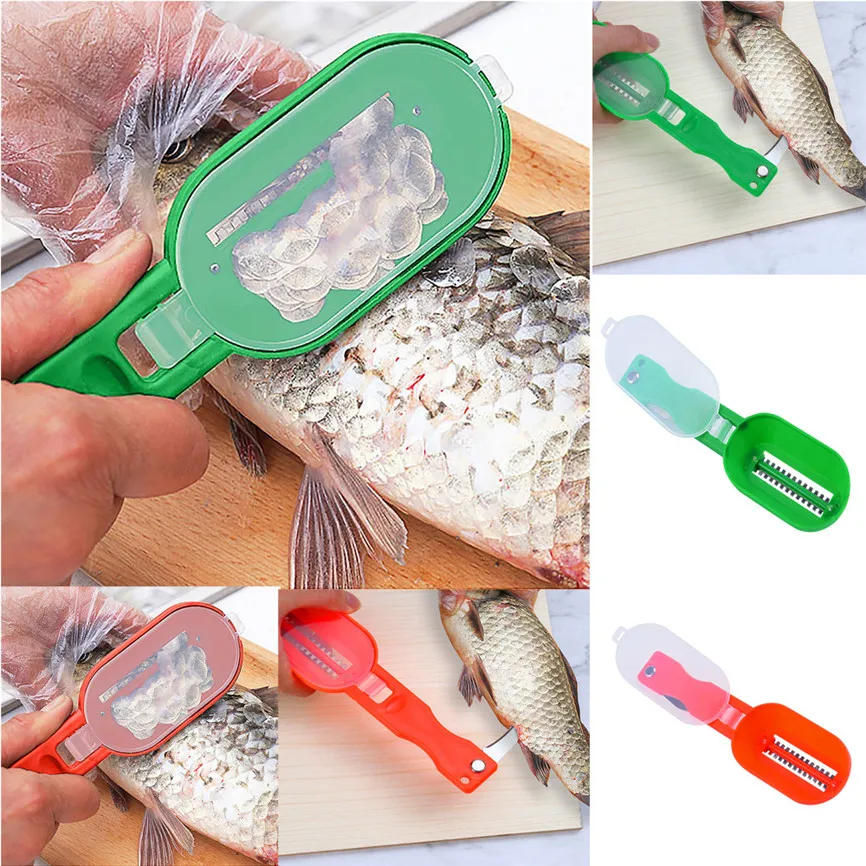 Description Picture 5 of itemPractical Fish Scale Remover Plastic Descaler Cleaning Scraper Kitchen Fruit Vegetable Peeler Useful Accessories Folding Knife