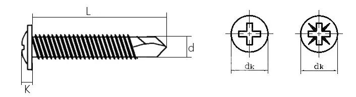 Description Picture 2 of itemM4.2 Dovetail Screw 410 Stainless Steel Head Drilling Screws Countersunk Head Self Drilling Screws Cross Drill Tail Screws