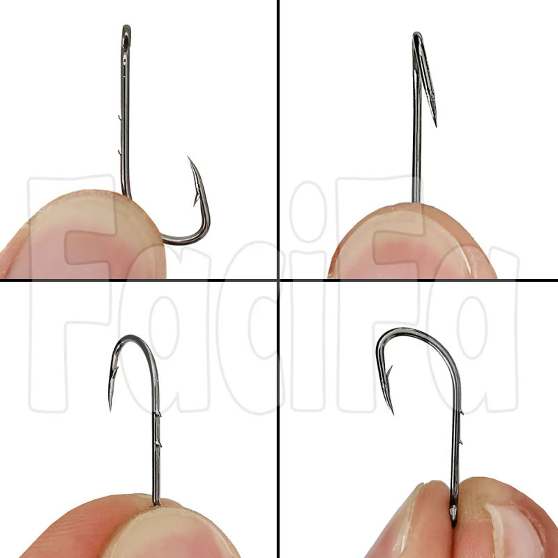 Description Picture 3 of item50pcs / Box Long Shank Fishing Hook Baitholder Fishhook Carp Fishing Hook Jig Barbed High carbon steel Offset Narrow Bait Hook