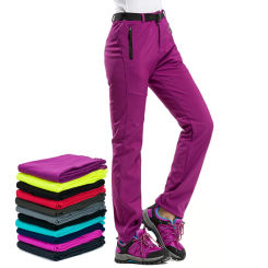Women's Winter Hiking Stretch Pants Outdoor Sports Fleece Softshell Trousers Mountain Skiing Trekking Waterproof Pants Female