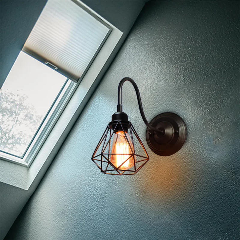 Description Picture 6 of itemVintage Wall Lamp E27 Base Industrial Wall Sconces Wrought Iron Wall Light for Indoor Lighting Retro Loft Porch Bedside Lustre