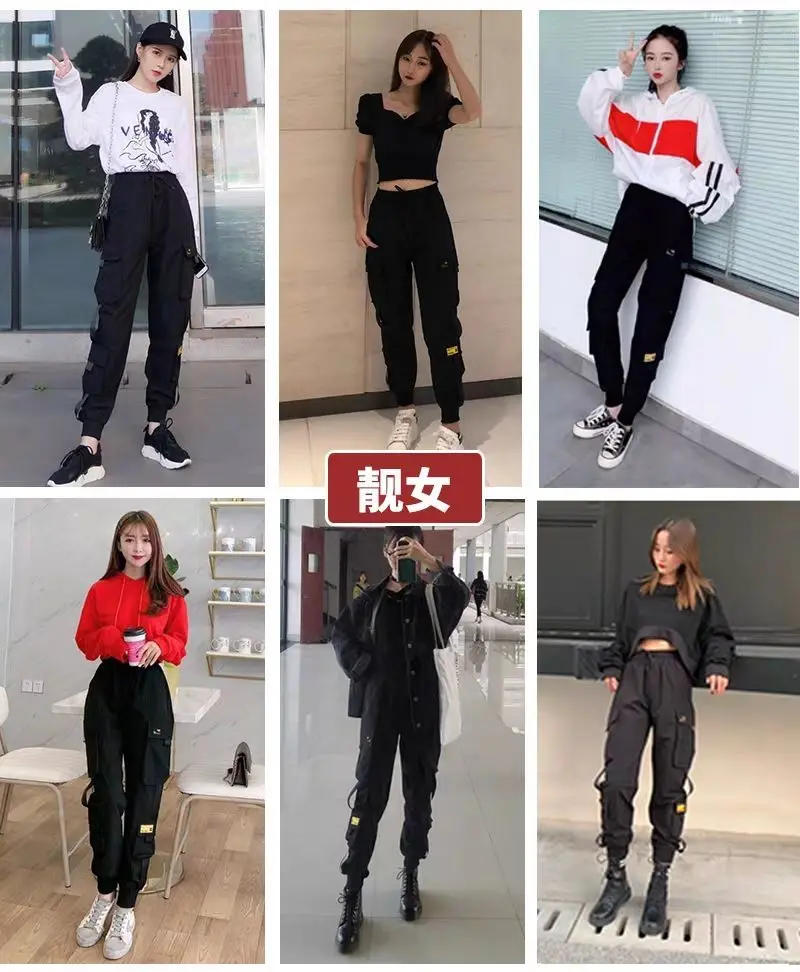 Description Picture 2 of itemSummer Mens Overalls Fashion Loose Multi-Pocket Ankle Banded Trousers Casual Cargo Pants Jogging pants men korean streetwear