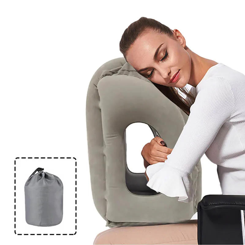Description Picture 3 of itemNew Pattern Inflatable Travel Pillow Portable Chin Support Neck Pillow for Airplane Car Bus Train Office Nap Rest Support Pillow