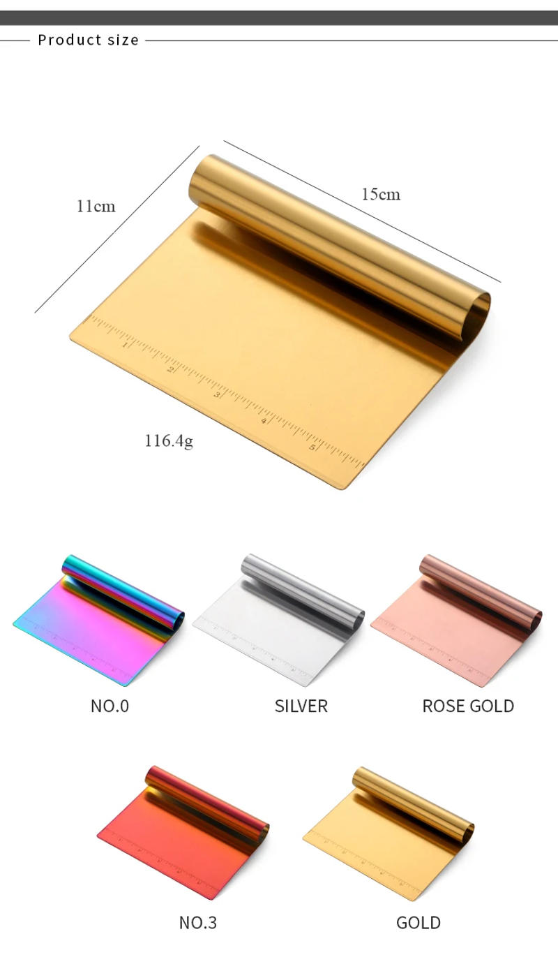 Description Picture 3 of item1/2Pcs Bread Scraper Stainless Steel Pizza Dough Scraper Cake Spatulas Tools Bread Baker Kitchen Utensils Pastry Cutter Changfen