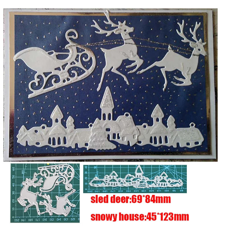 Description Picture 2 of itemChristmas Metal Steel Cutting Dies sled deer snowy house Craft Punch Die Stencils for Scrapbooking Album Paper Card Making Die