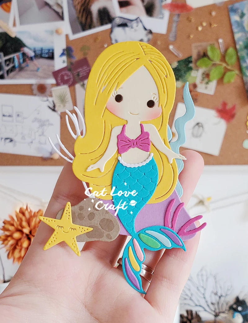 Description Picture 2 of itemCatlove Mermaid Girl Metal Cutting Dies Scrapbooking Mold Stencil Die Cuts Card Making DIY Craft Embossing New Dies For 2021
