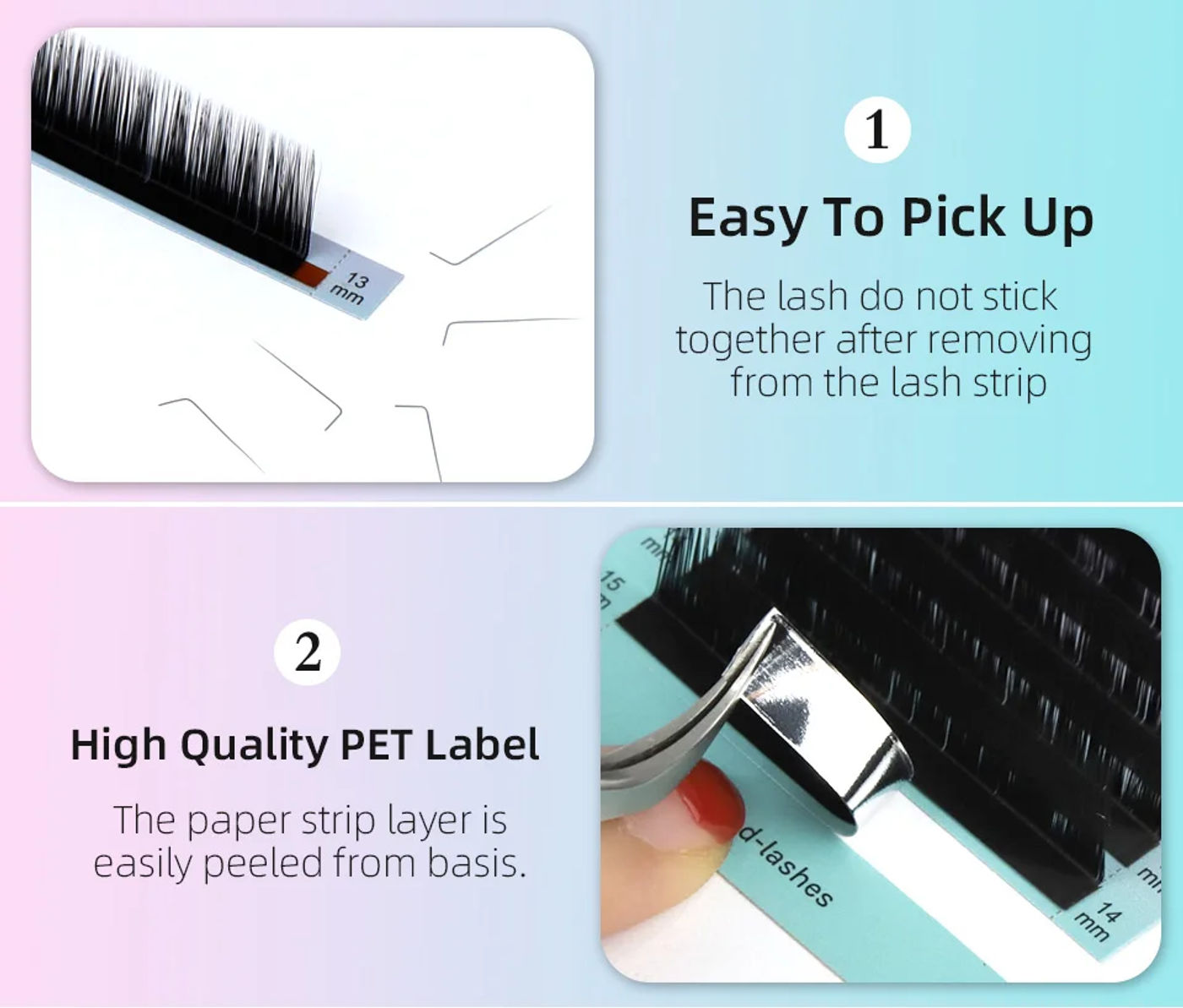 Description Picture 6 of itemAGUUD L M Curl Individual Lashes Eyelash Extensions L/L+/LC/LD/LU(M) Curl Natural Soft L Shaped False Mink Lash Extension Makeup