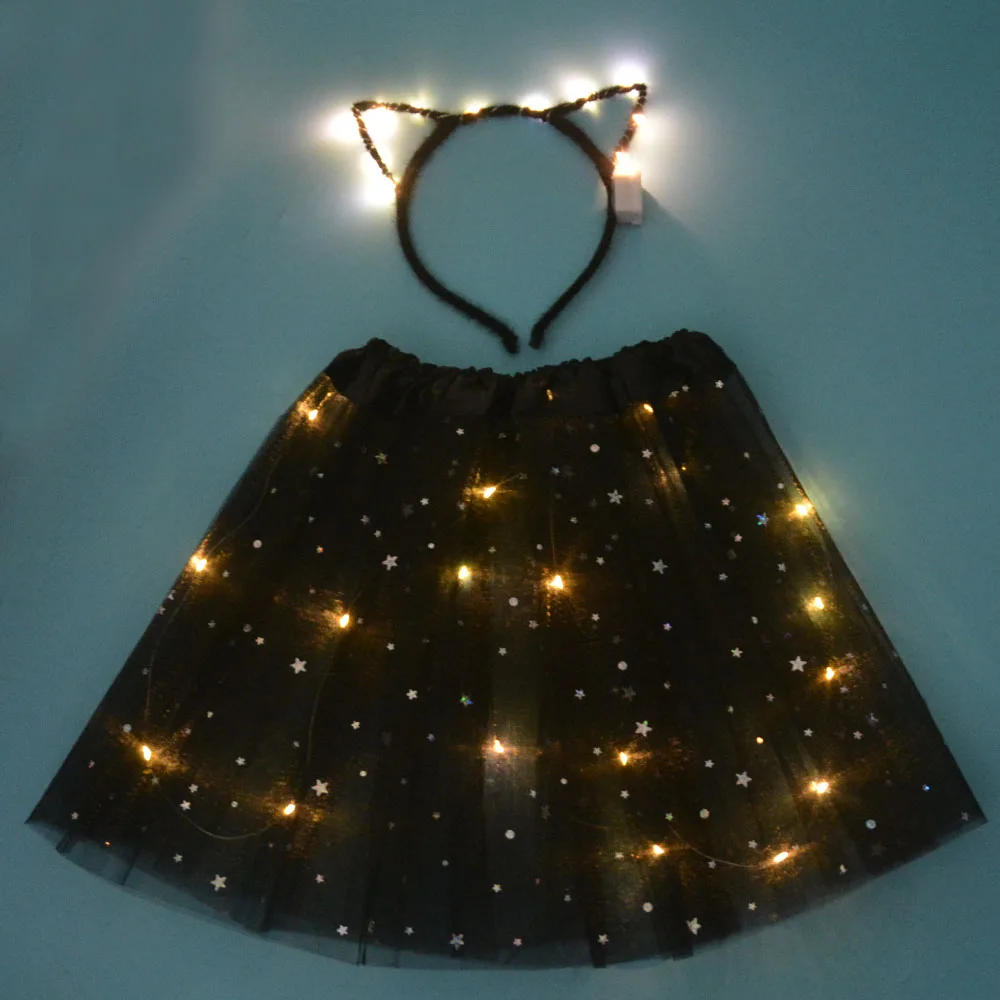 Description Picture 6 of itemLight Up LED Kids Women Girl Animal Cat Leopard Ears Headband Tutu Skirt Costume Glow Party Christmas Halloween Festival