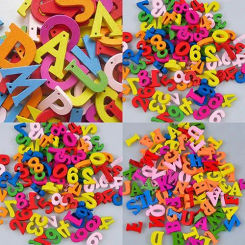 100Pcs Colorful Letters Numbers Wooden Flatback Embellishments Crafts Tool Decorative Letters & Numbers Decoration