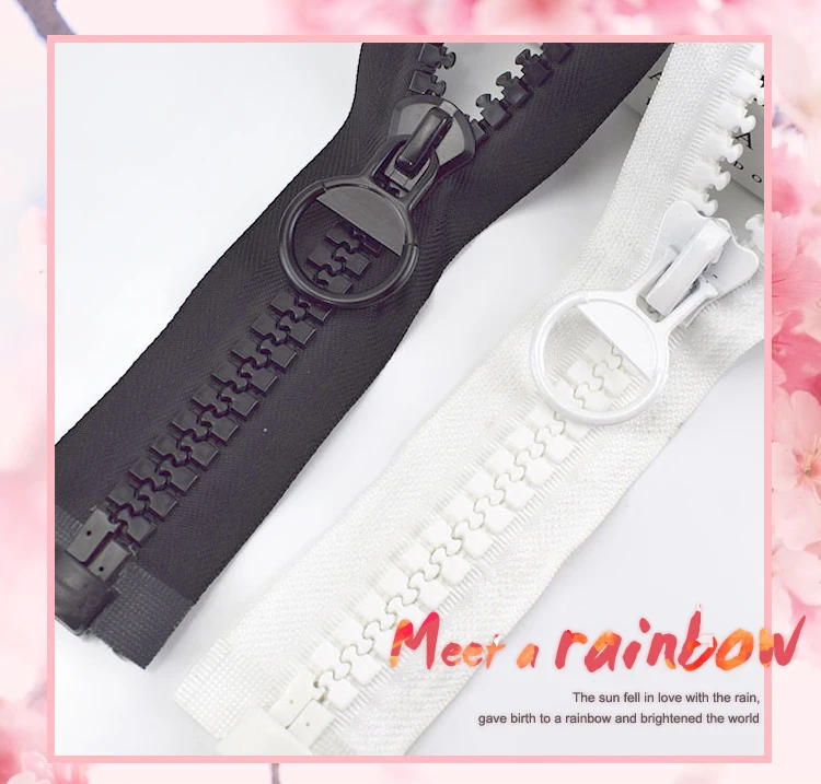 Description Picture 2 of itemMeetee 20# 60/75/80/100/150/200CM Extra Large Resin Zipper White&black Open-end for Down Jacket Coat Pocket Zippers Slider AP547