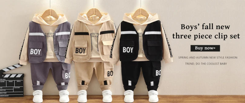 Description Picture 3 of itemWinter New Baby Hooded Cotton Coat Long Sleeve Set for Boys and Girls' Vest with Velvet and Thickened Casual Three Piece Set