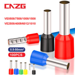 100/1000pcs E0508 E7508 E1008 E1508 E2508 Insulated Ferrules Terminal Block Cord End Wire Connector Electrical Crimp Terminator