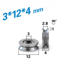 500pcs V groove roller wheel ball bearings V623ZZ  3*12*4mm track guide pulley roller bearing V623 623V  3x12x4 mm