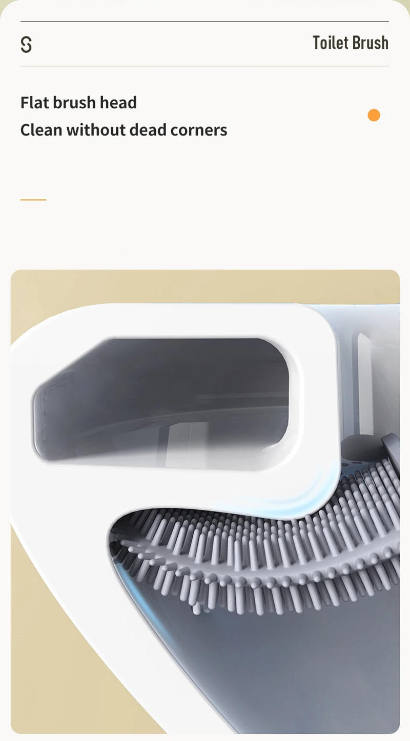 Description Picture 6 of itemTPR Silicone Toilet Brush Flat Head Flexible Wall Mounted Black Toilet Bowl Cleaner Brush Holder Set For WC Bathroom