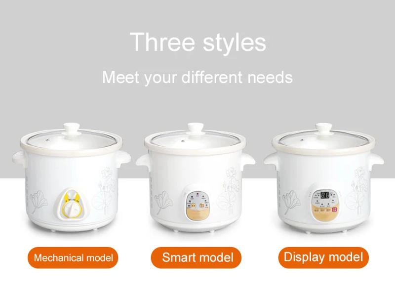 Description Picture 2 of itemDMWD 1.5L Household Electric Mini Slow Cooker Mechanical/Smart Timer Stewing Soup Porridge Pot Ceramic Linner Food Cooking Maker