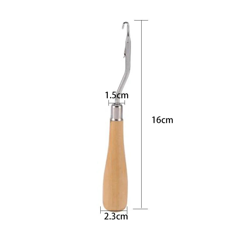 Description Picture 4 of itemYOMDID 1pc Latch Crochet Hook DIY Handmade Latch-Hook Segment Embroidery Knitting Needle Carpet Mending Crochet With Wood Handle