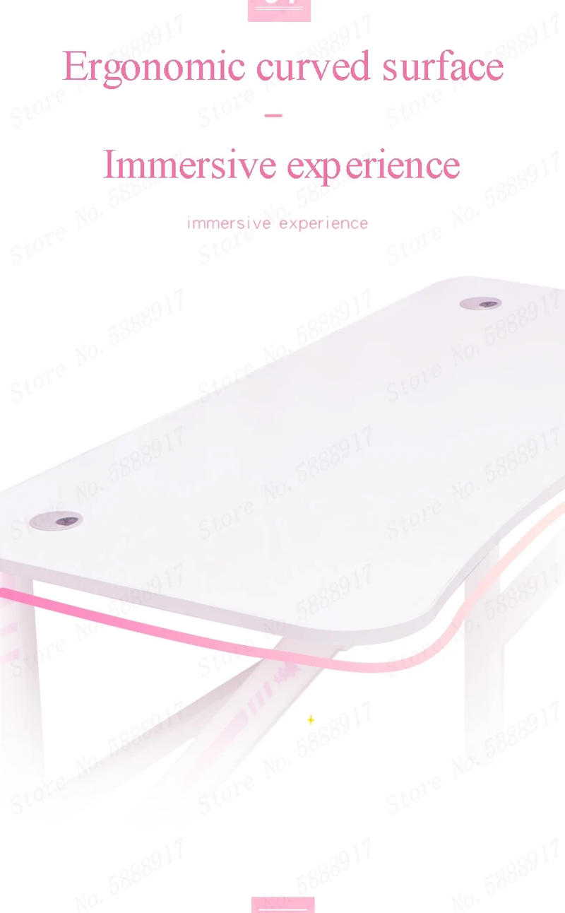 Description Picture 4 of itemPink and white computer desk home desktop game table live broadcast can rotate and adjust modern minimalist desk