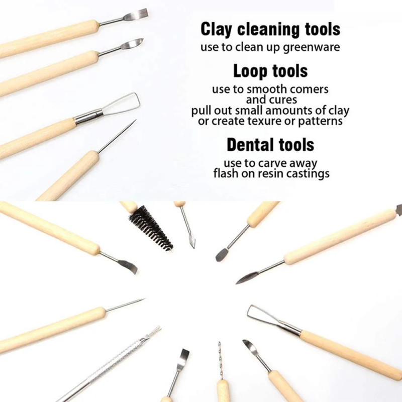 Description Picture 6 of itemClay Tools Set Sculpting Kit Sculpt Smoothing Wax Carving Pottery Ceramic Tools Polymer Shapers Modeling Carved Tool Sculpture