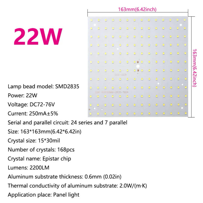 Description Picture 4 of item32W LED COB Chip High Power 22W 10W 15W SMD2835 250mA  Lamp Beads Floodlight For Spotlight Panel lightting Square White