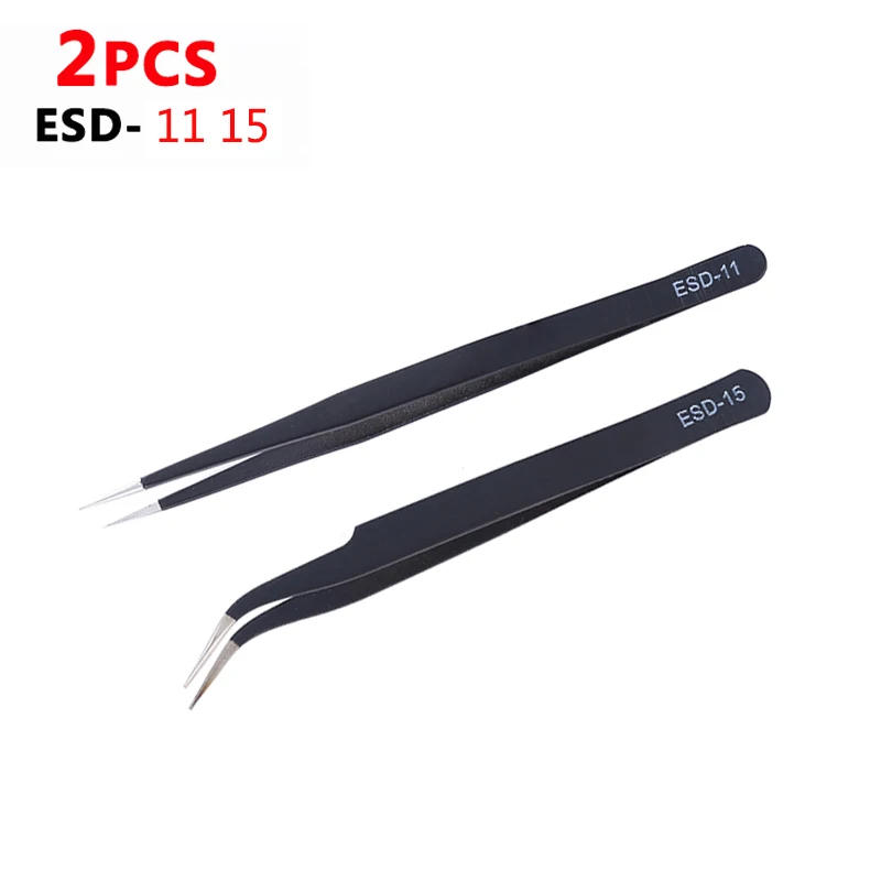Description Picture 4 of itemElectronics Industrial Tweezers Anti-static Curved Straight Tip Precision Stainless Forceps Phone Repair Hand Tools Sets