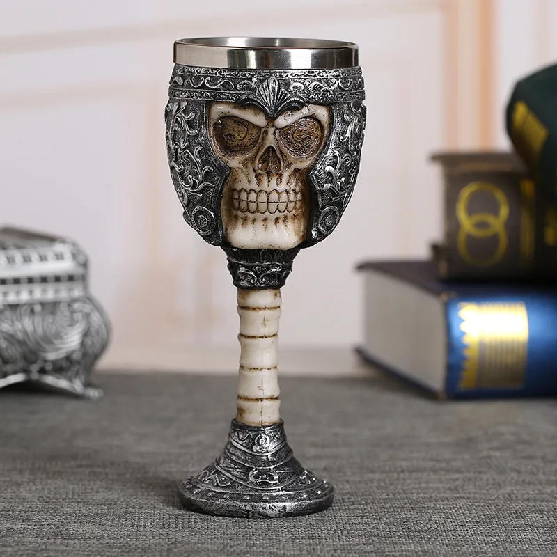 Description Picture 5 of itemCoolest Gothic Resin Stainless Steel Dragon Skull Goblet Retro Claw Wine Glass Cocktail Glasses Whiskey Cup Party Bar Drinkware