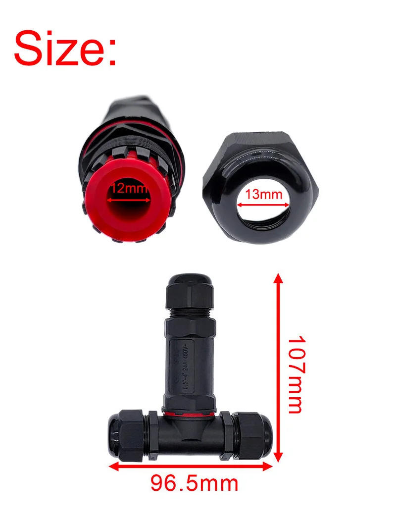 Description Picture 2 of itemT branch T-type quick tee connectors IP68 waterproof connector 2/3/4/5pin cable wire gland sleeve connector