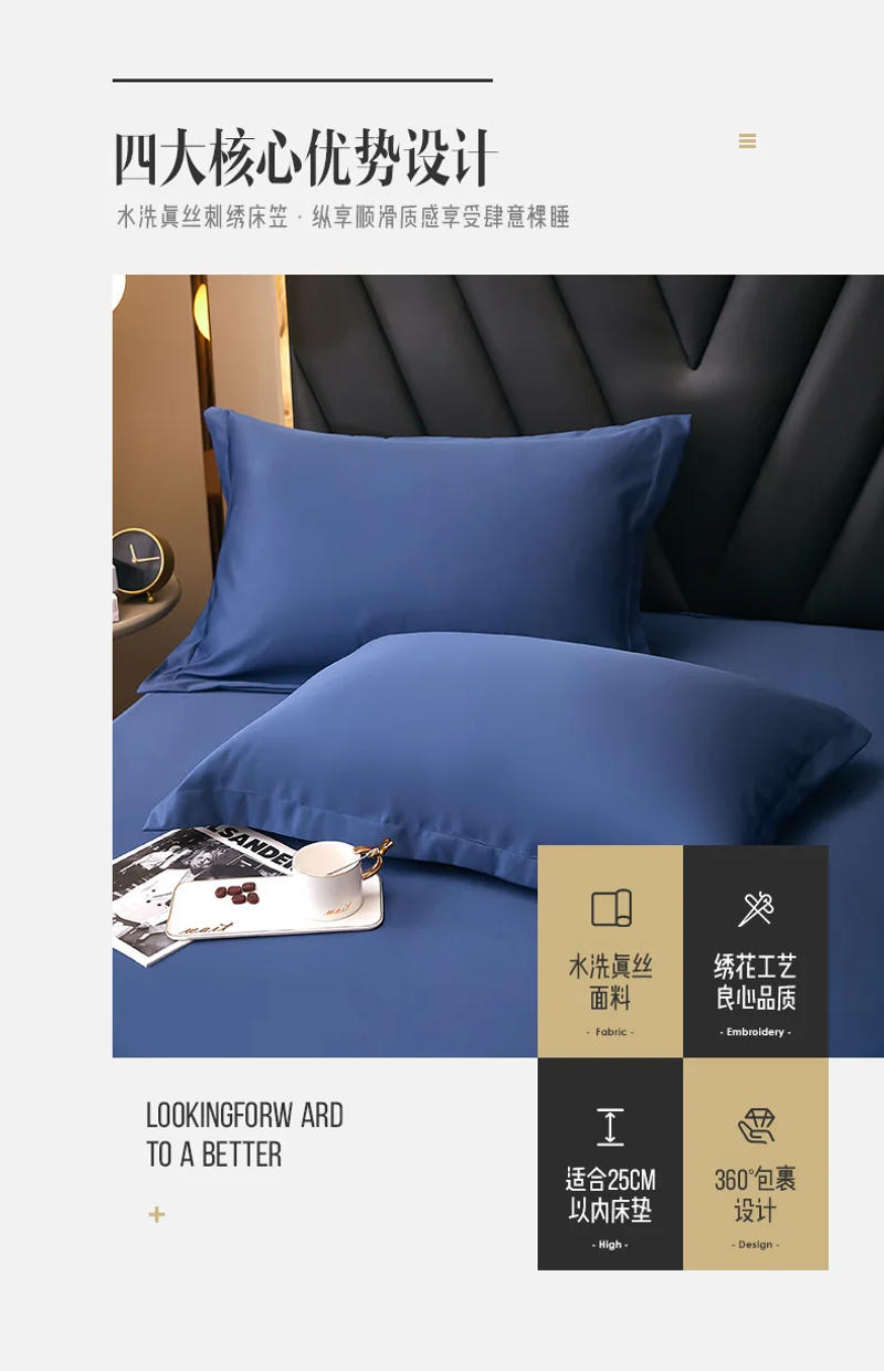 Description Picture 5 of item2023 Newest Polyester Four Corners With Elastic Band Bed Sheet Bedspread non-slip Simmons Mattress Cover Dustproof Navy Blue