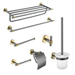 Luxury Gun Grey Gold Bathroom Accessory set Towel Bar Towel Rack Paper holder Towel Ring Robe hook clothes hook,Fashion design