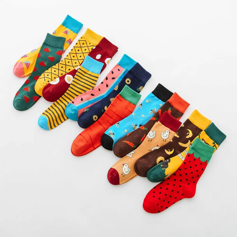 Description Picture 5 of itemWomen Happy Funny Socks With Print Fruit food Art Cute Winter Socks With Avocado Sushi Food Cotton Fashion Harajuku Socks