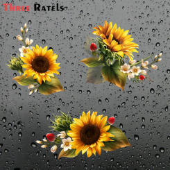 Three Ratels FC34 3D  Waterproof Sunflower Car Sticker Vinyl PVC Decal for House Room Wall Window Door Refrigerator Kitchen