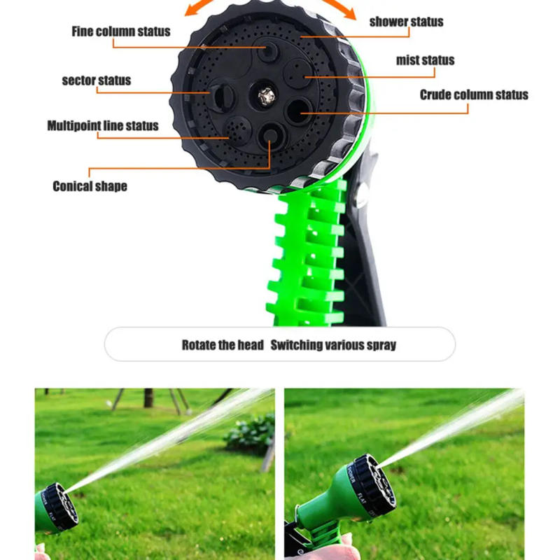 Description Picture 6 of item25FT-200FT Garden Hose Expandable Flexible Water Hose Plastic Hoses Car Wash Water Gun Garden Sprayer Watering Irrigation Tools