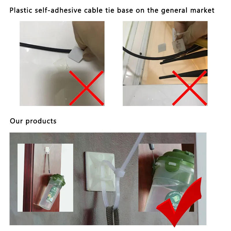 Description Picture 3 of item20Pcs 20/25/30/40mmPlastic Self Adhesive Cable Tie Mount Base Holder White 30*30mm Since the glue type positioning